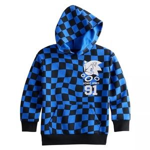 Boys jumping beans Sonic checkered hoodie size 8 like new!